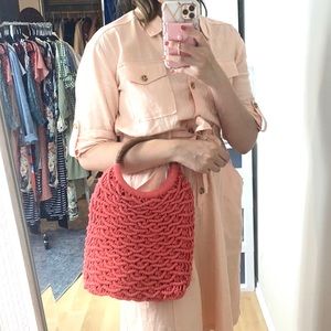 NEW Sigrid Olsen Woven Macrame Ring Handle Bag